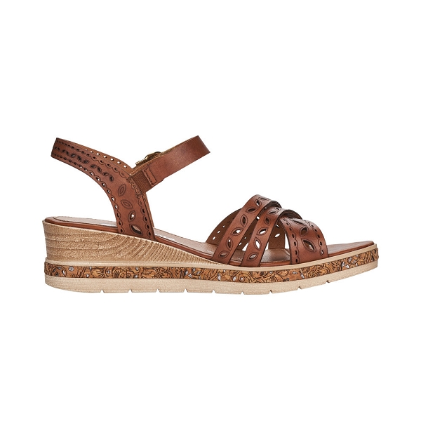 Remonte D3055, Sandali Con Zeppa In Pelle Donna, Marrone, Comodi E Leggeri Con Chiusura A Strappo